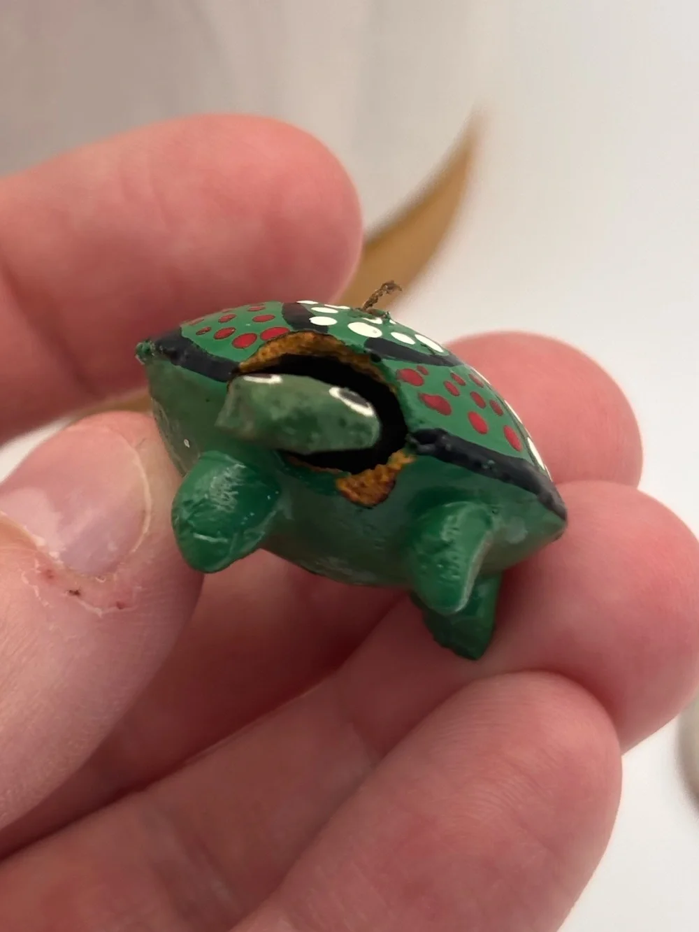 Mexican Hand-Carved Wooden Turtle Bobblehead Figurine, Miniature Turtle Trinket